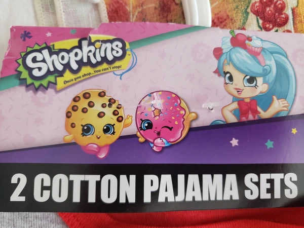 Girls Christmas Pajamas SHOPKINS  Size 4 -Set of 2-Cotton NEW