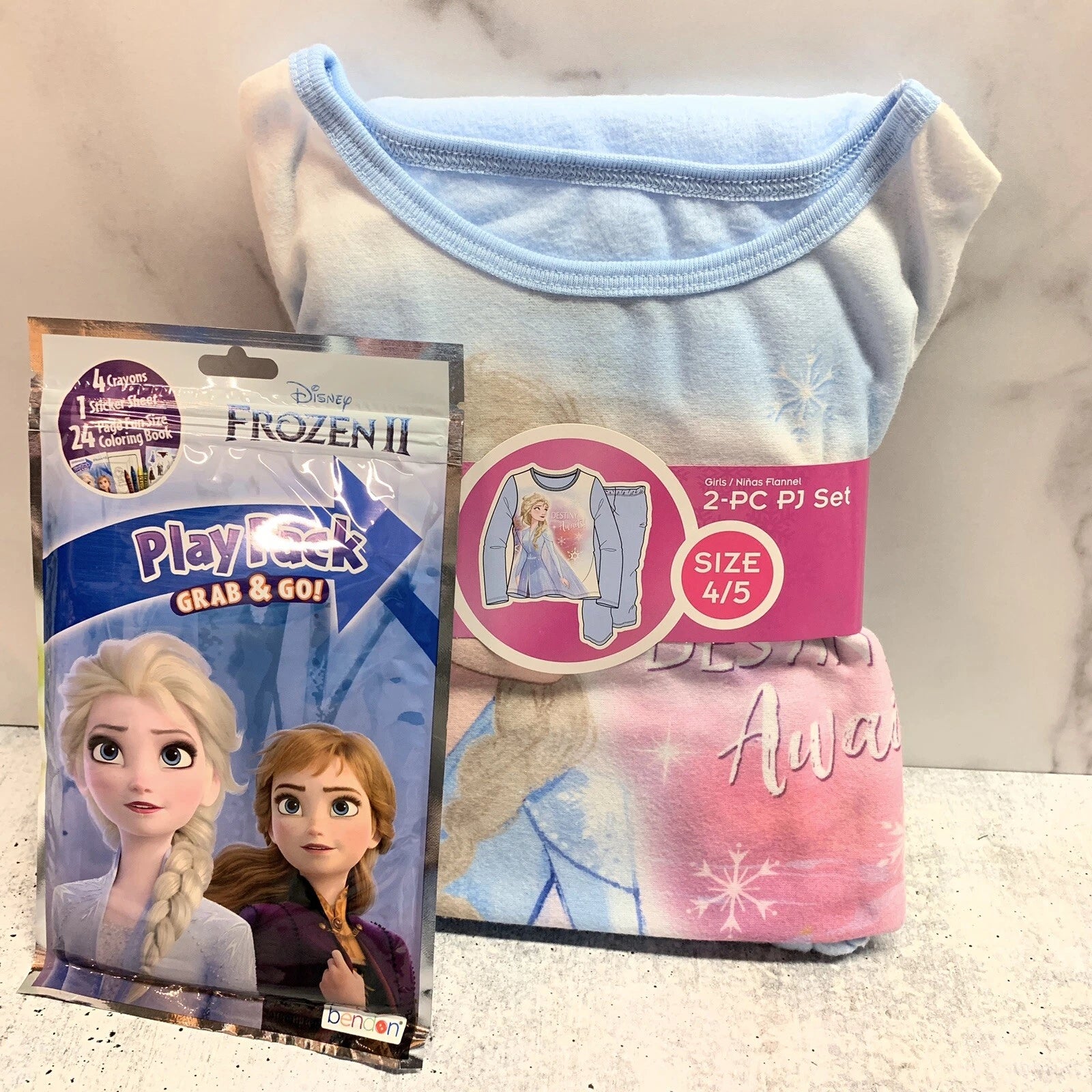Disney Frozen 2 Girls Flannel Pajamas Set Elsa Destiny Awaits Blue Extra Gift