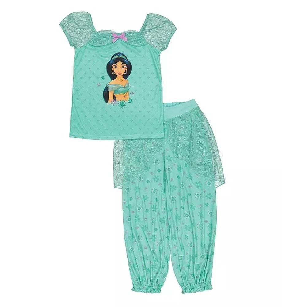 Disney Princess Jasmine Mint Green Satinet and Tulle Girl's Pajama Set