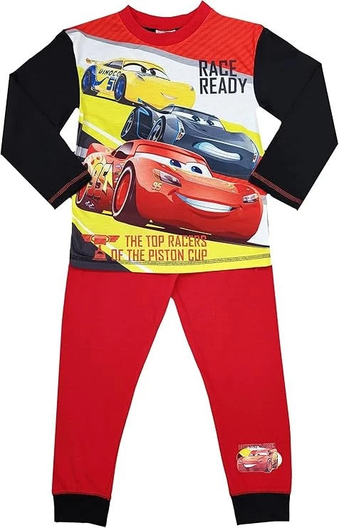 Disney Cars Lightning McQueen Boys Long Sleeves Pyjama Set Round Neck Loungewear