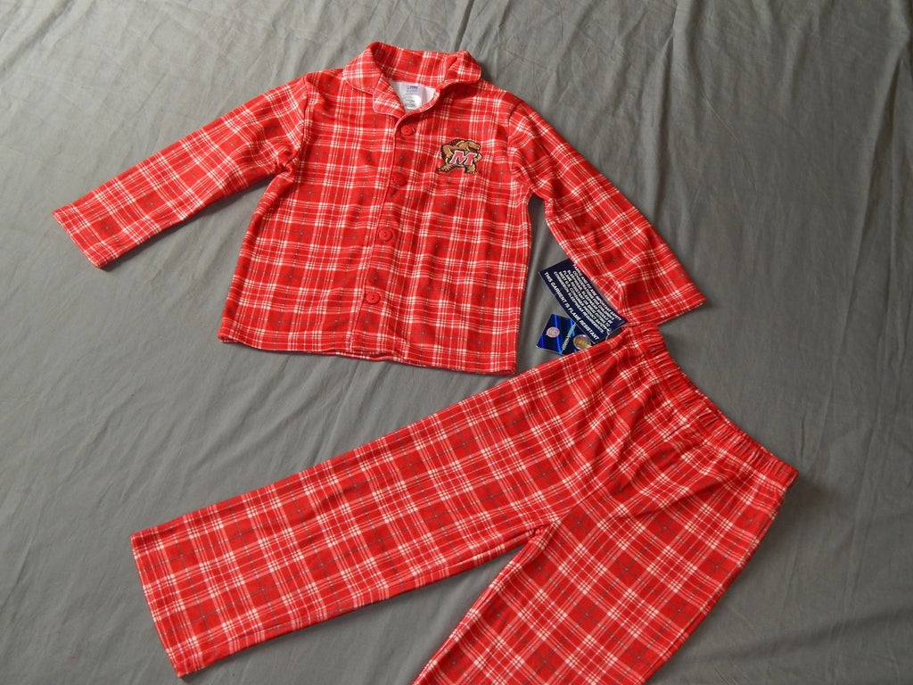 Boy's Pajamas Maryland Terrapins Size 4 Kids Sleep Set Outfit Red Terps Lounge