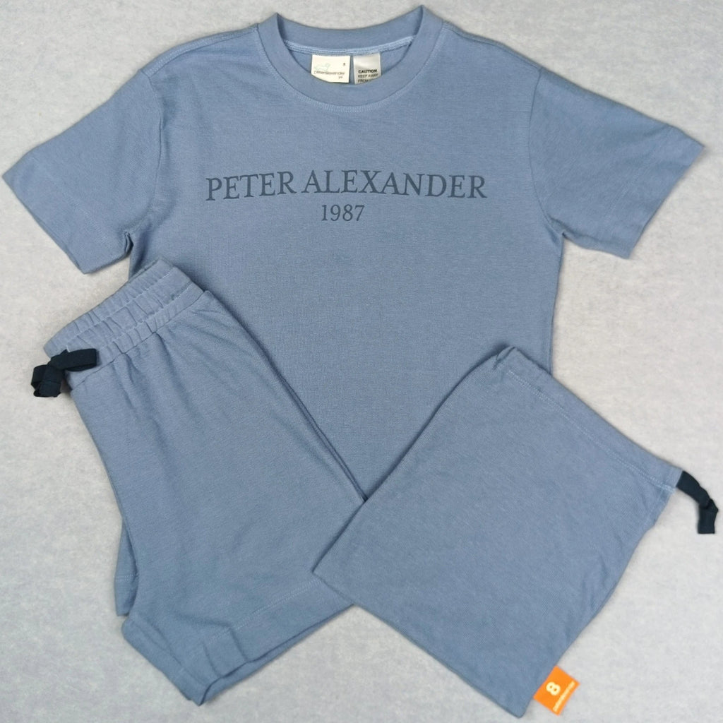 Peter Alexander Boys Pyjama Set Size 8-10-12-14 Blue Short Sleeve Top-Shorts-Bag