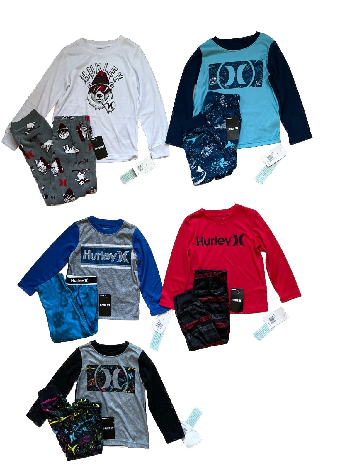 HURLEY  Boys Flannel Sleepwear Pants or Long Sleeve 2-PC Sets Sizes 4-12  *NWT*