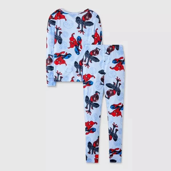 Spider-Man Boys 4 Piece Long Sleeve Cotton Snug Fit Pajamas, Size 8 - New