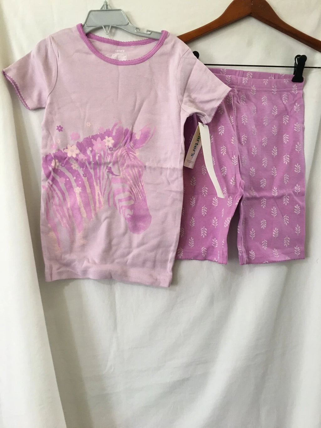 New Carter's Kid Girls Zebra Pajama Set Snug fit Shorts 4