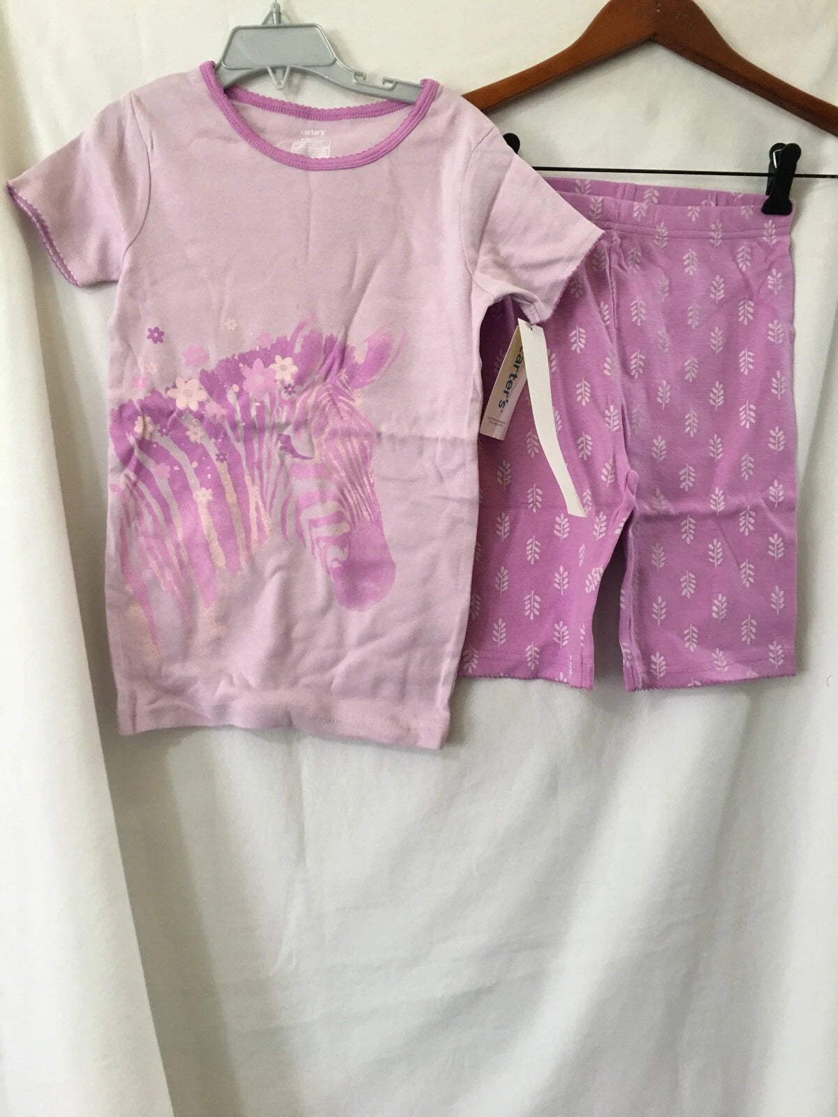 New Carter's Kid Girls Zebra Pajama Set Snug fit Shorts 4