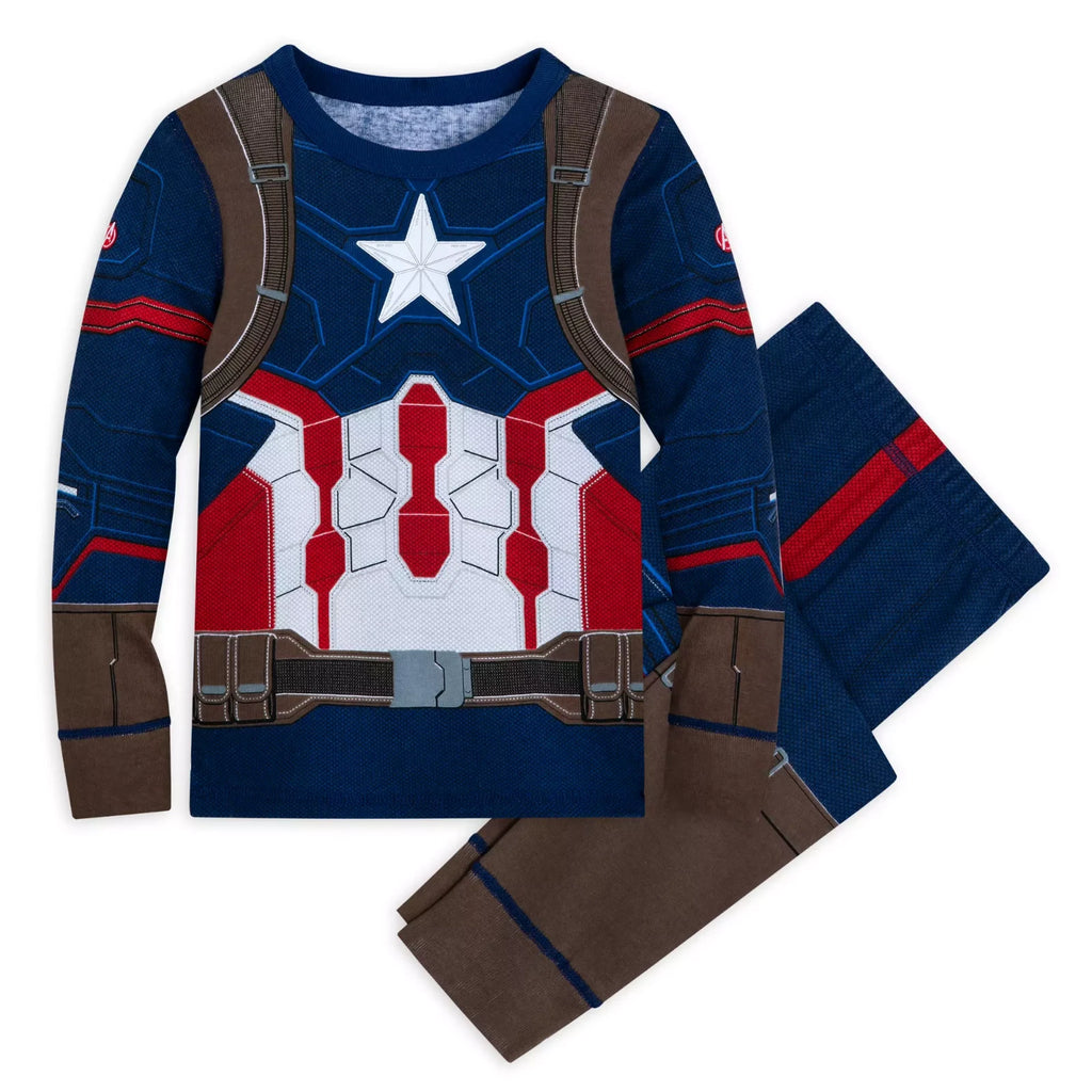 New DISNEY STORE Captain America Costume Boys Pajamas PAL Pajama Set4,5,6,7,8,10