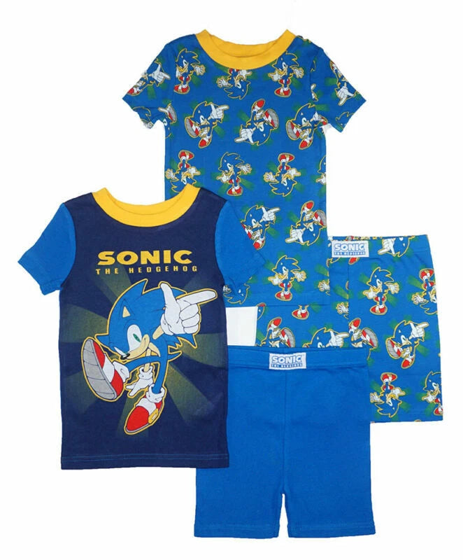 Sonic The Hedgehog Little/Big Boys 4pc Pajama Short Set Size 4 6 8 10