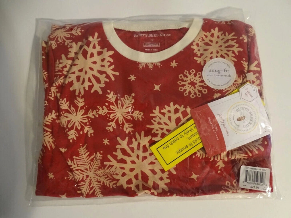 Burt's Bees Matching Family Holiday Christmas Pajamas Red Snowflake NEW