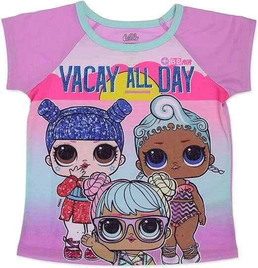 L.O.L. Surprise! Girls 2 Piece Pajama Set, Short Sleeve Shirt and Shorts Set