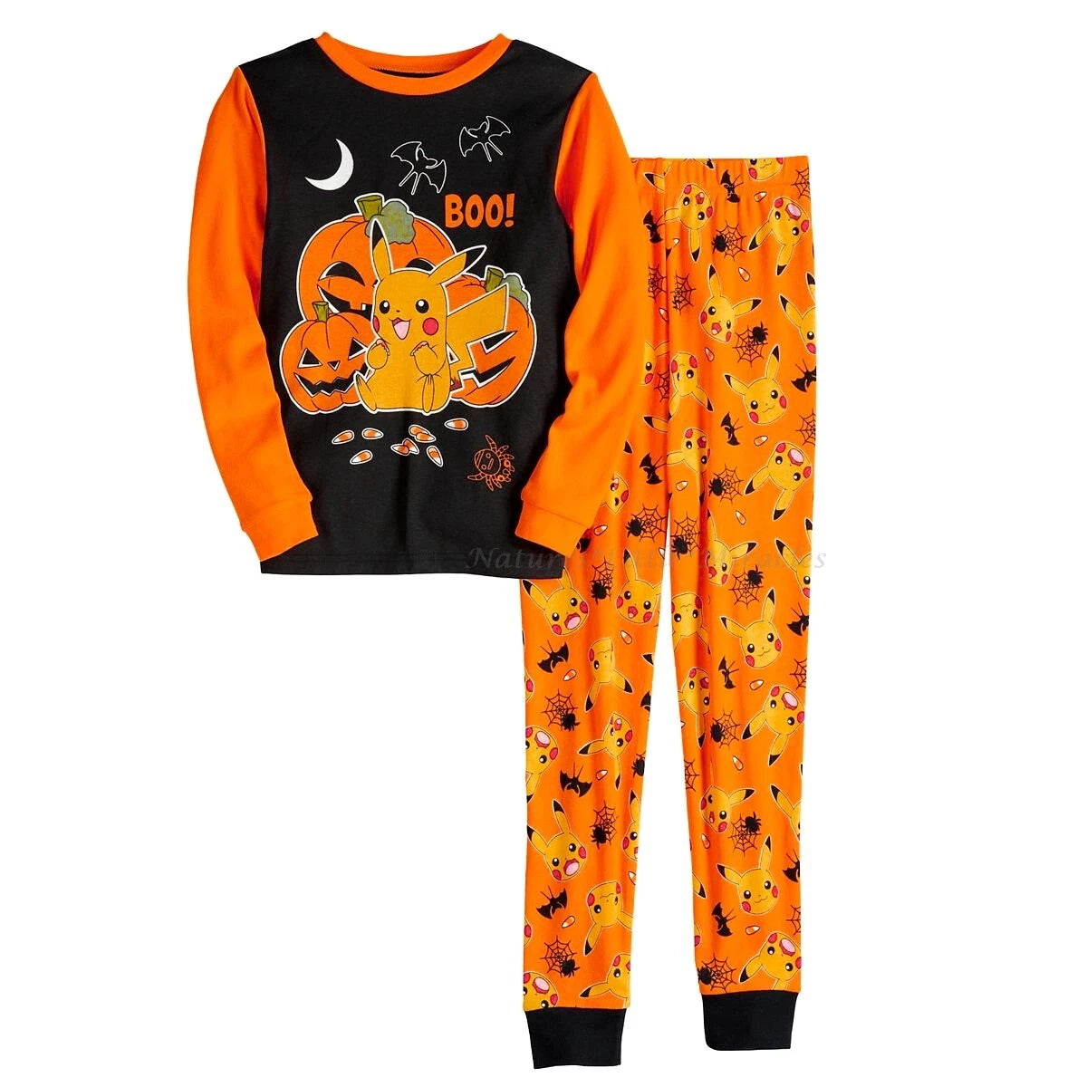 Pokemon HALLOWEEN Pikachu Pajamas Boy's Size 4 6 8 10 Glow In The Dark Girls NWT
