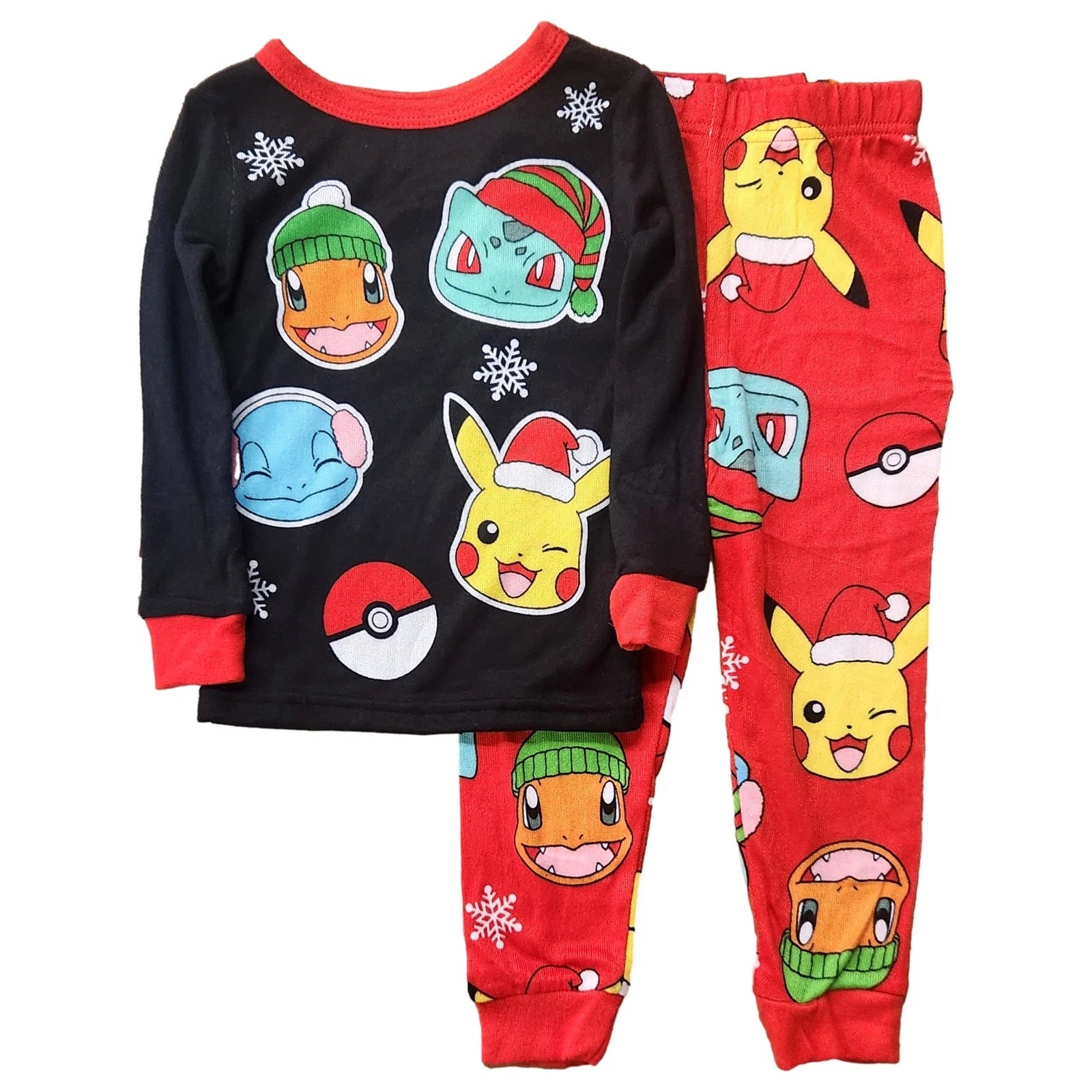 Pokemon Boys Black & Red Pikachu Christmas Pajamas Shirt & Sleep Pants Set 4
