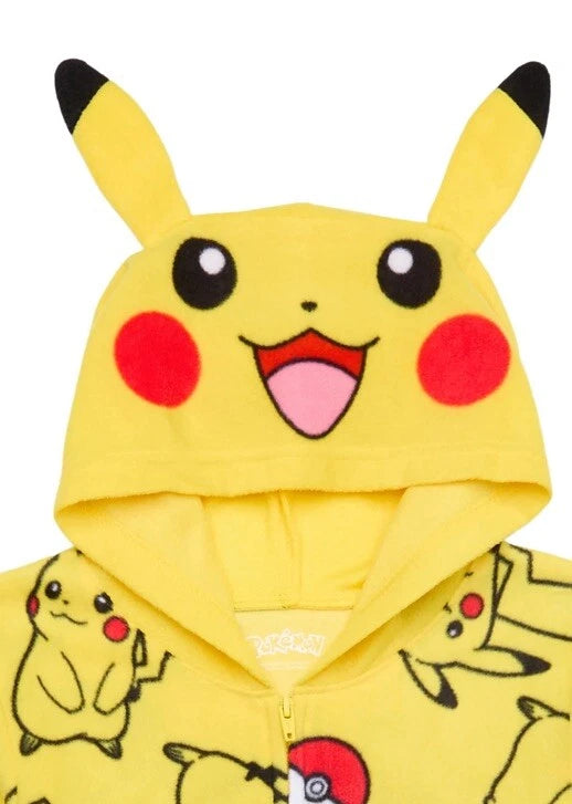 Pokemon Pikachu Hoodie Union Suit One Piece Pajamas 4-5, 8, 10-12, 14-16 Boys