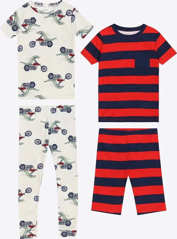 New Carter's Red & Navy Crocodile Stripe Pocket Pajama Set - Boys  7 8