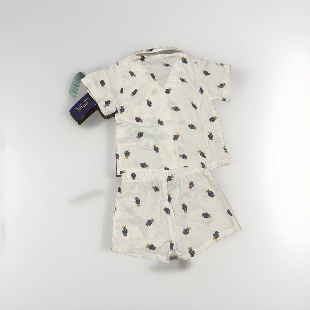 POLO RALPH LAUREN BEAR BUTTON UP PAJAMA SET SIZE 3T,4T,5,6X NWT