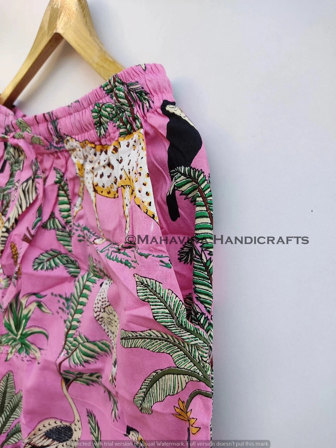 Indian Cotton Animal Print pink hippie Sleepwear gypsy Women Pajama set