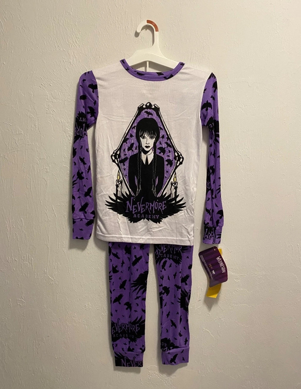 Wednesday Adams Halloween Girl's Long Sleeve Pant Pajamas Set Brand New