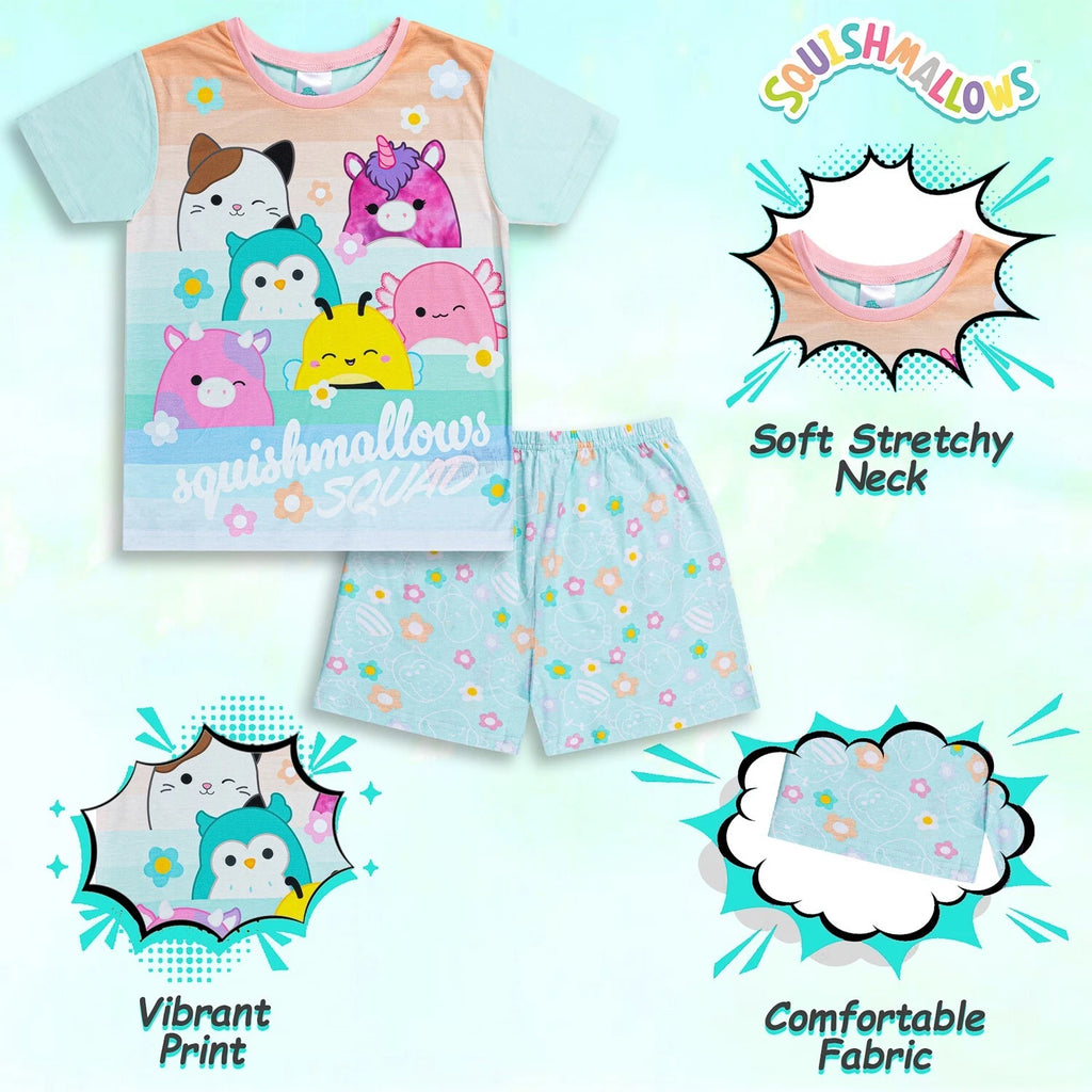 Squishmallows Girls Pyjamas Short Pjs For Girls, Squish Squad Nightwear for Girl