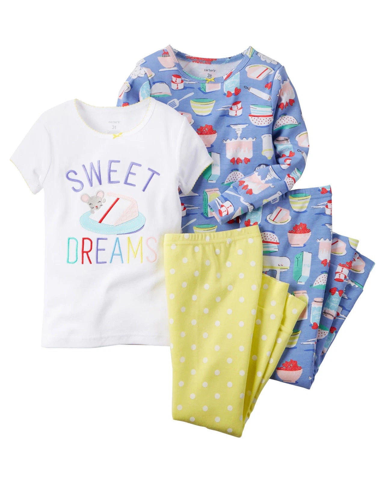 $34 NWT ☀4PC SET☀ CARTERS Sz 4T SWEET DREAMS  New  FREE SHIP  Girls Pajamas