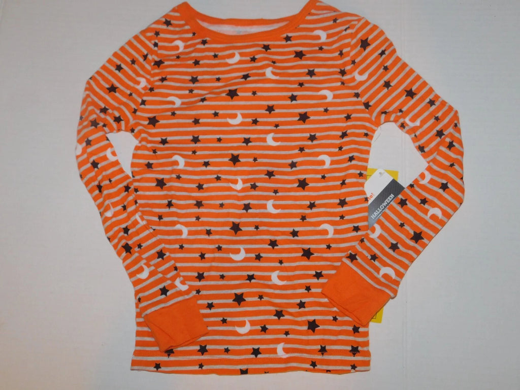 Boys Girls Pajama Set Size 4 5 Orange Stars & Moon Halloween