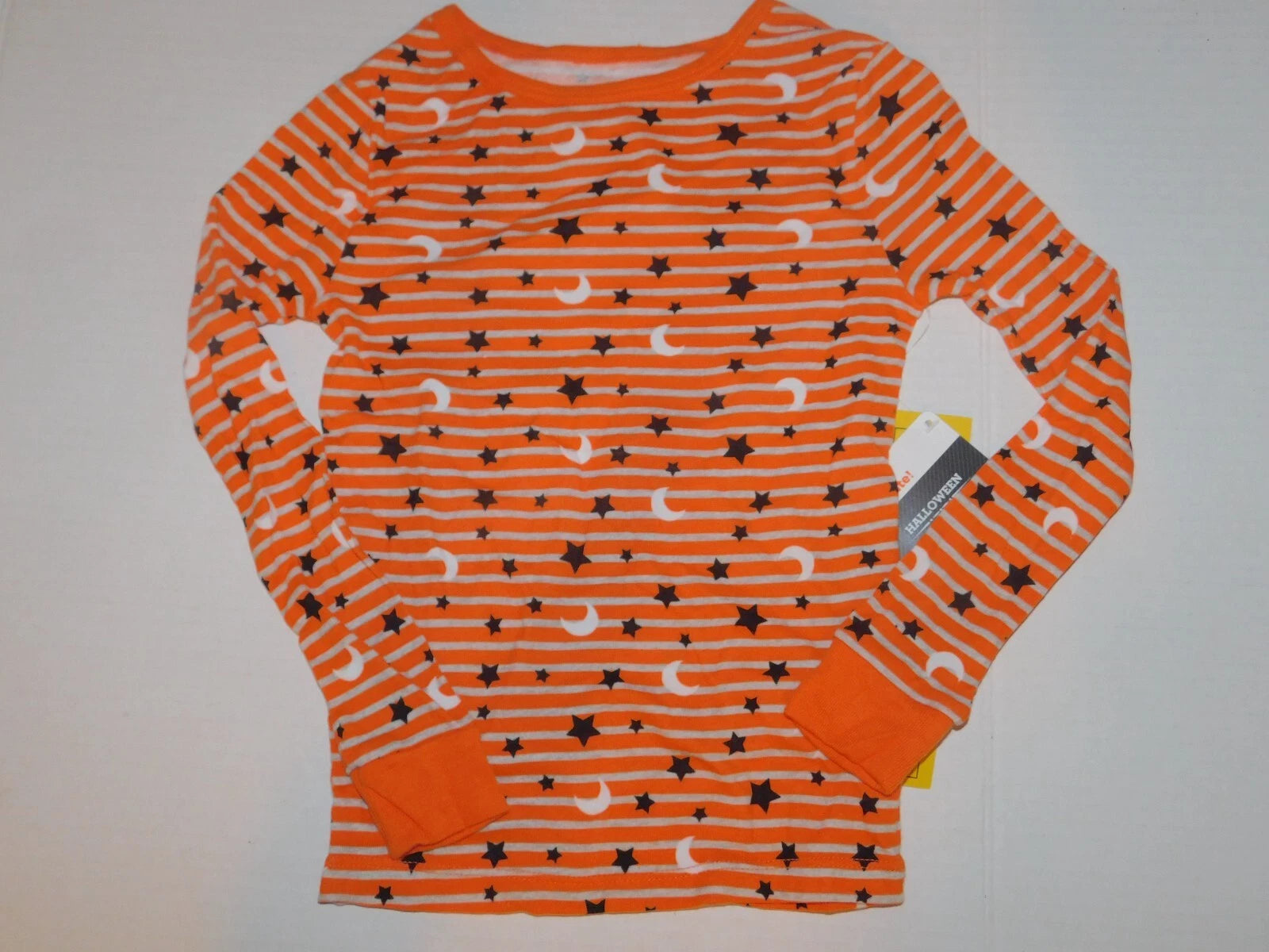 Boys Girls Pajama Set Size 4 5 Orange Stars & Moon Halloween