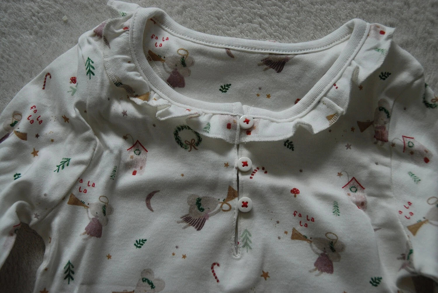 Kids 2PCS Pyjamas Set Cute Christmas Fairy Mouse Playing Trumpet 100% Cotton