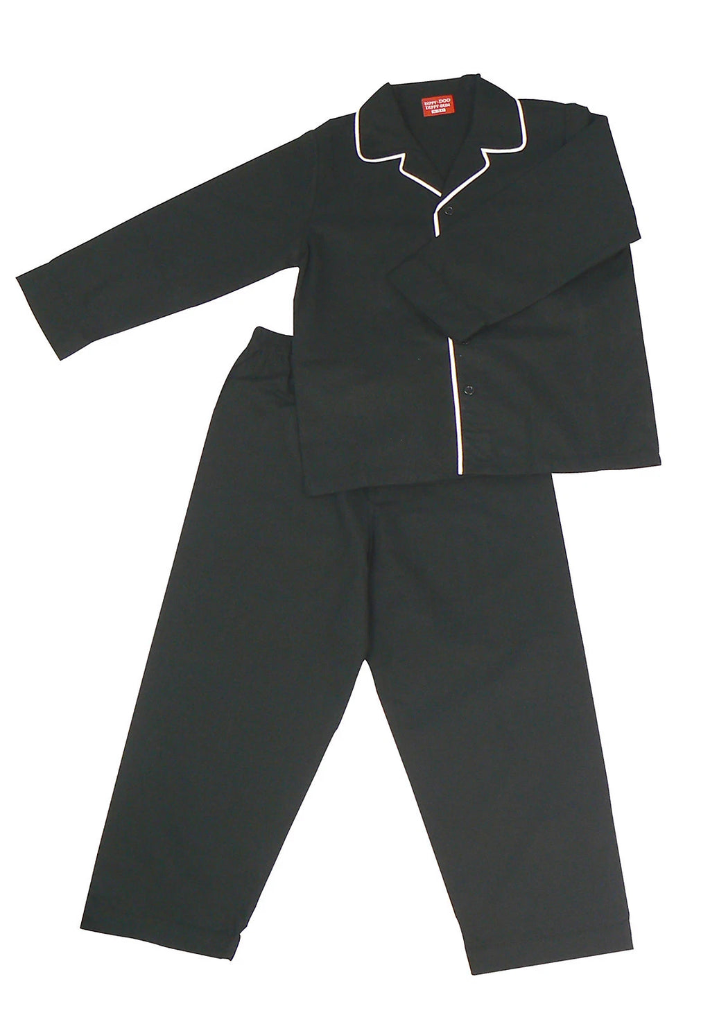 PYJAMA SUIT SLEEPWEAR 100% COTTON  BLACK WITH WHITE PIPING  4-9 YEARS