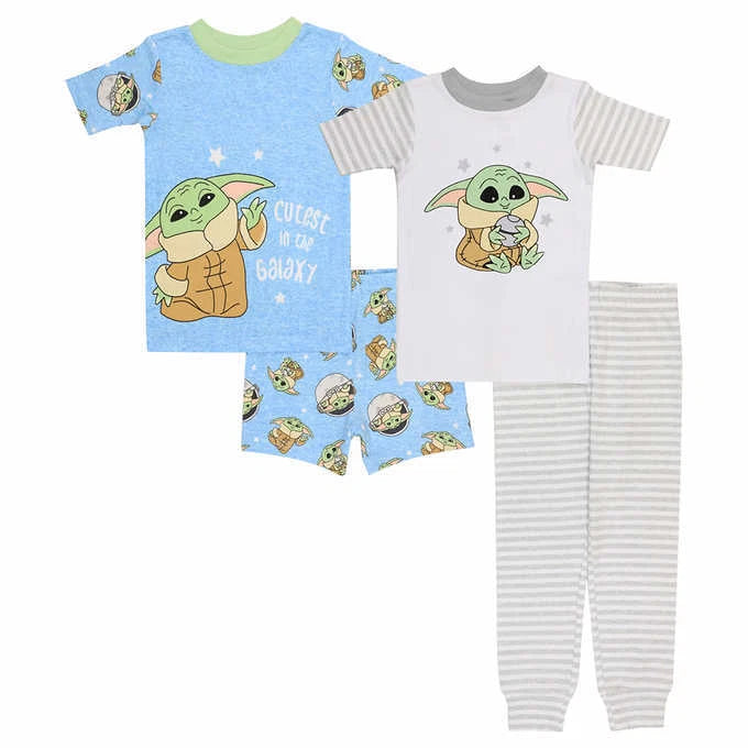 Star Wars Mandalorian Baby Yoda 4 Piece Cotton Pajama Set Size 4T