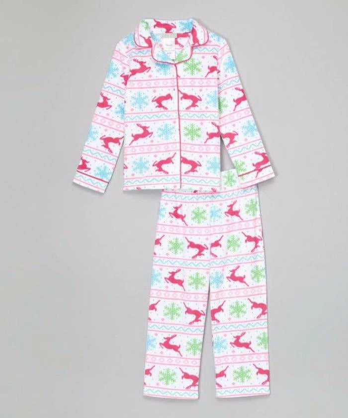 KOMAR KIDS Girls 4-5 Reindeer Fairisle Pajama Set NWT
