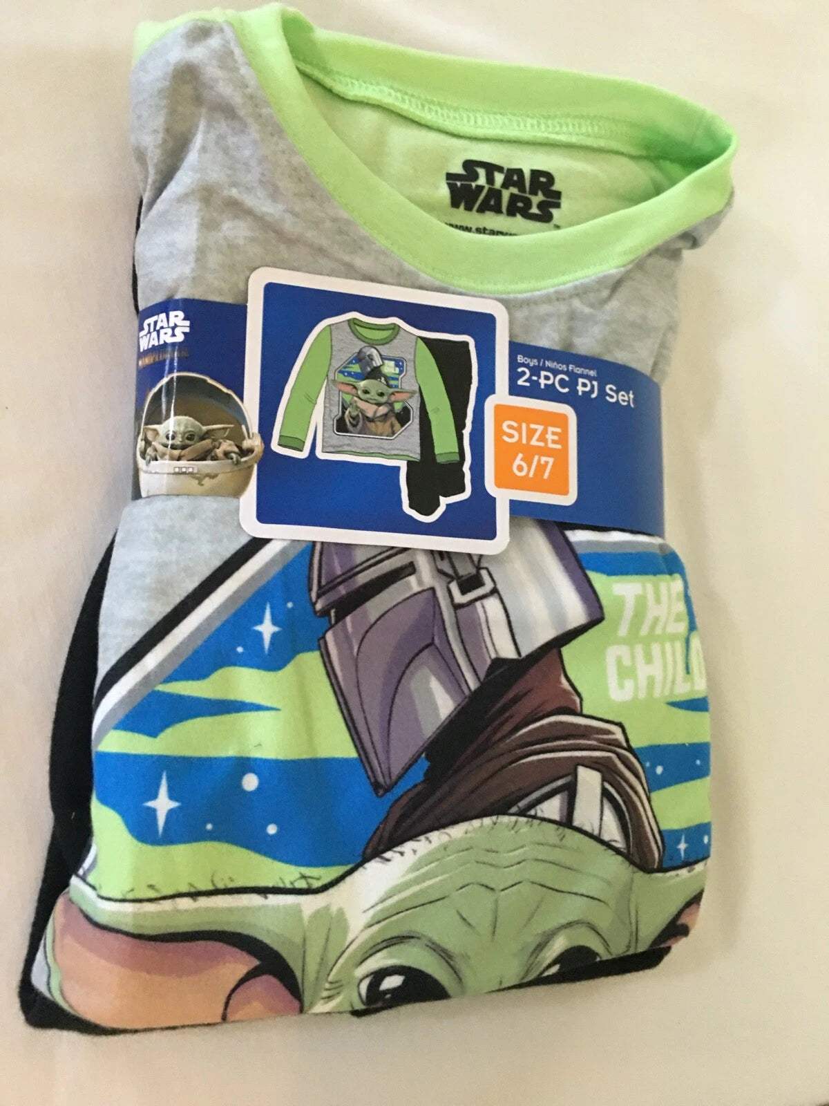 New Star Wars Boy Baby Yoda Grogu Mandalorian Flannel Pajama Set Disney Many SZ