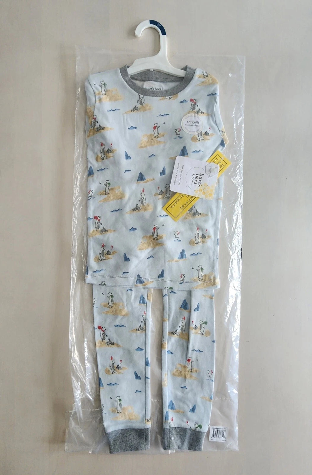 Burt's Bees Toddlers Snug Fit Pajama Set, Polar Bear Snowball, Choose Size 4T/5T