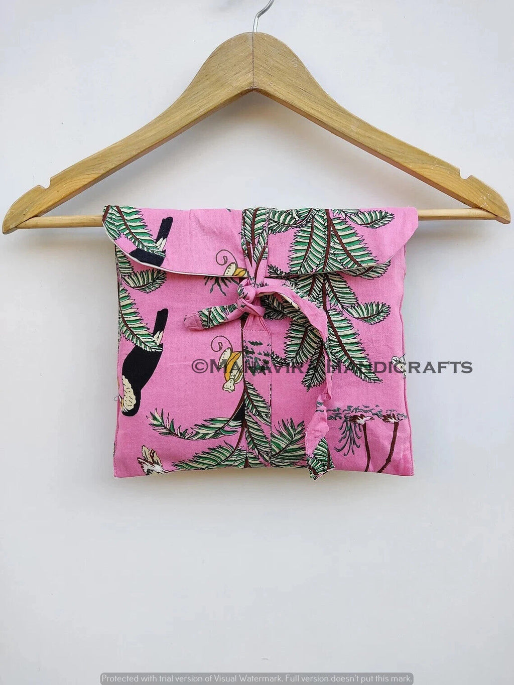 Indian Cotton Animal Print pink hippie Sleepwear gypsy Women Pajama set