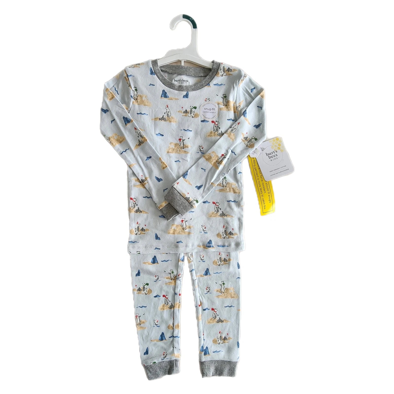 Burt's Bees Toddlers Snug Fit Pajama Set, Polar Bear Snowball, Choose Size 4T/5T