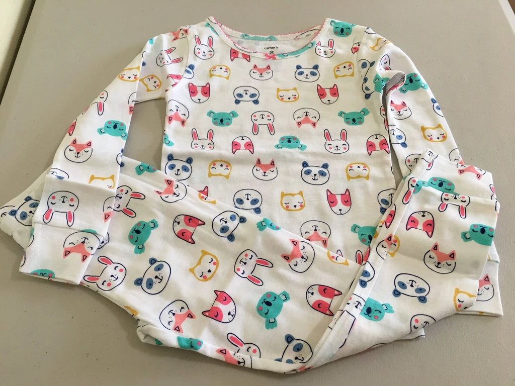 New Carter's Girls Animal Pajama 2pc Set Snug fit Long  Sleeve and Long Pants 4T