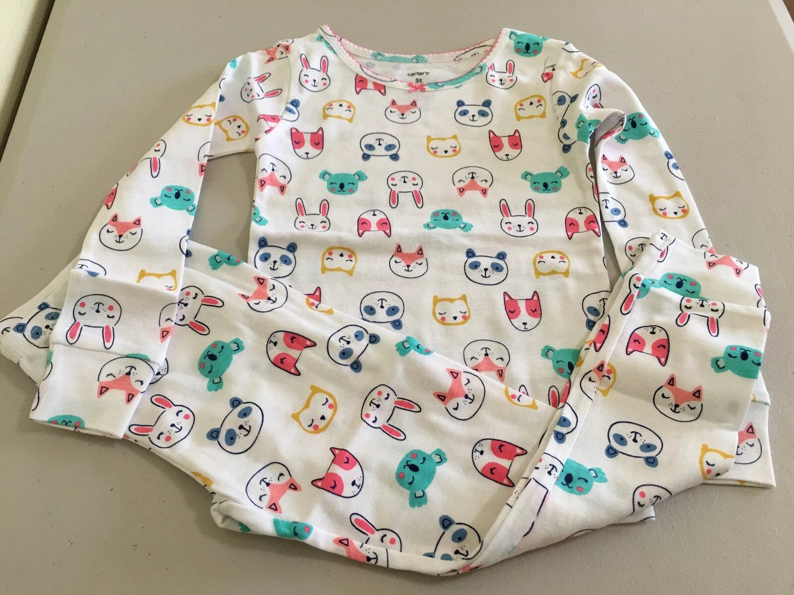 New Carter's Girls Animal Pajama 2pc Set Snug fit Long  Sleeve and Long Pants 4T