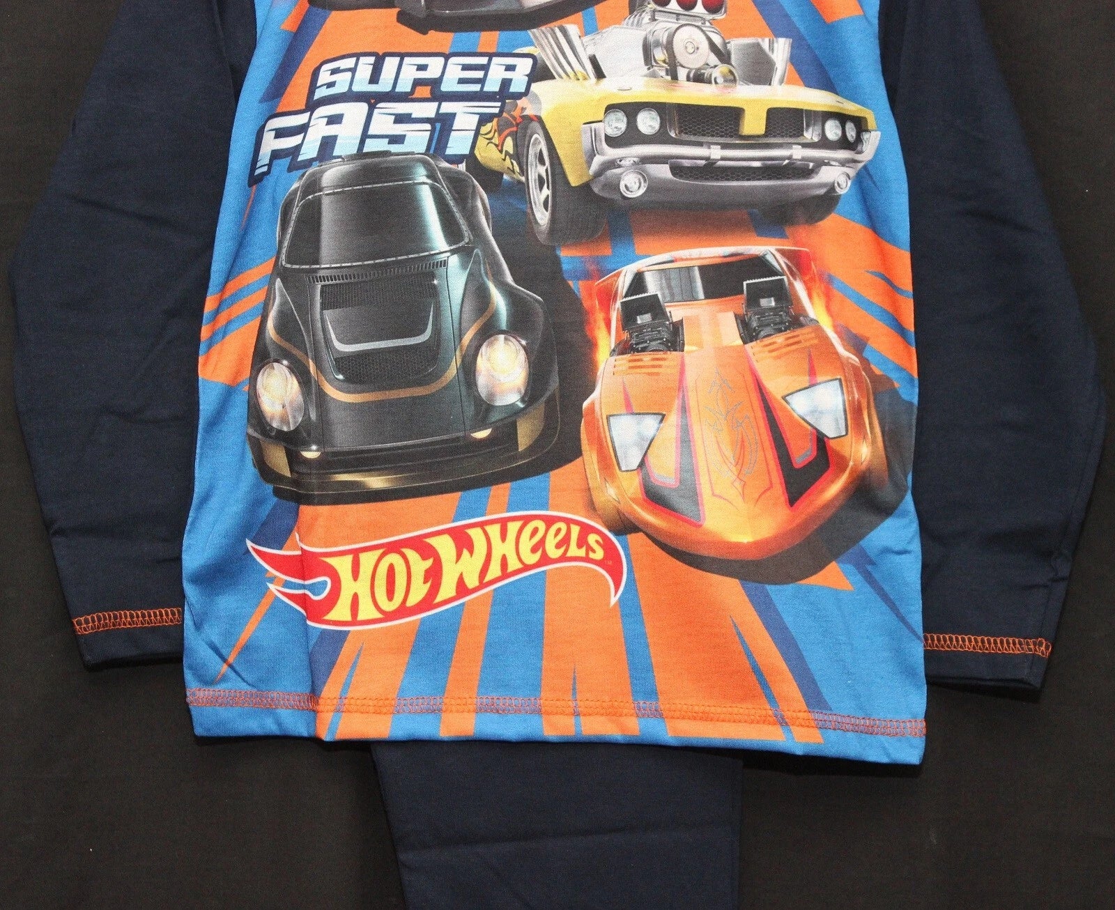 HOT WHEELS Boy's Pyjamas /Navy Blue SUPER FAST Cars PJs -Sizes 4-10 Years