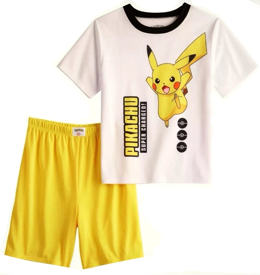New PIKACHU 5 Pc Lot Pajamas Base Layer Set Boys 4 XS 4/5 6 POKÉMON Pokeballs