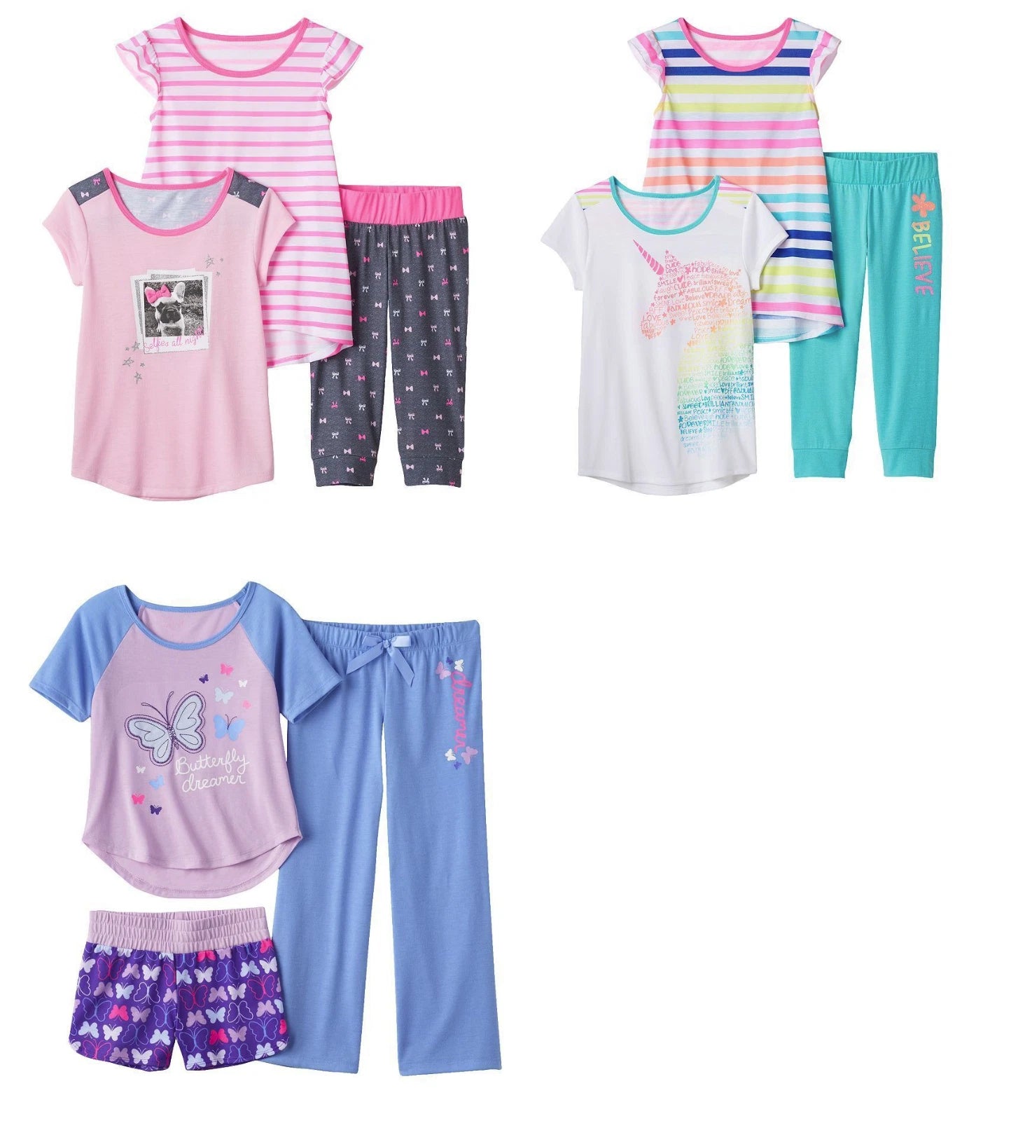 $34 NWT ☀3PC SET☀ Sz 4 4T SELFIES ALL NIGHT Pajamas PUG DOG Girls New