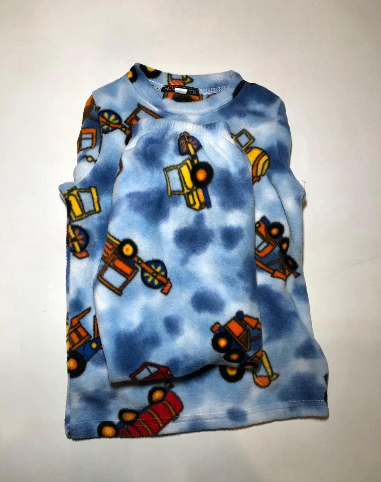 Zoofleece Blue Construction Trucks Cars Boys Kids Pajama PJ Fleece Nightgown PJs