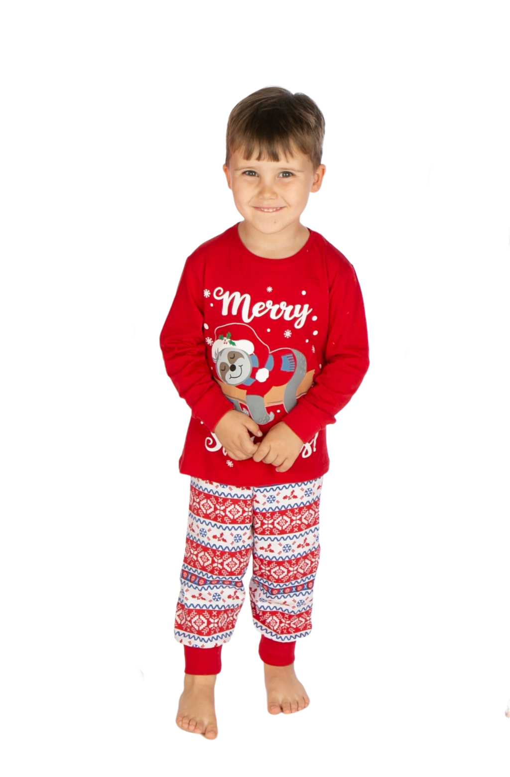 Boys Girls Personalised Christmas Sloth  Pyjama Set 4-5 years up to 13 Years