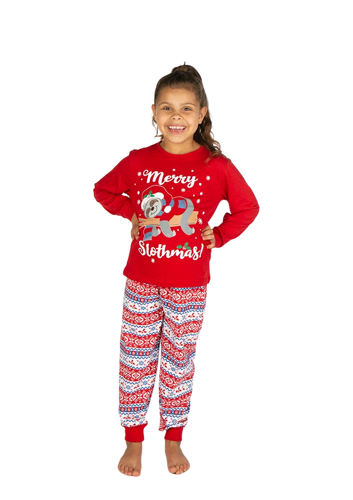 Boys Girls Personalised Christmas Sloth  Pyjama Set 4-5 years up to 13 Years