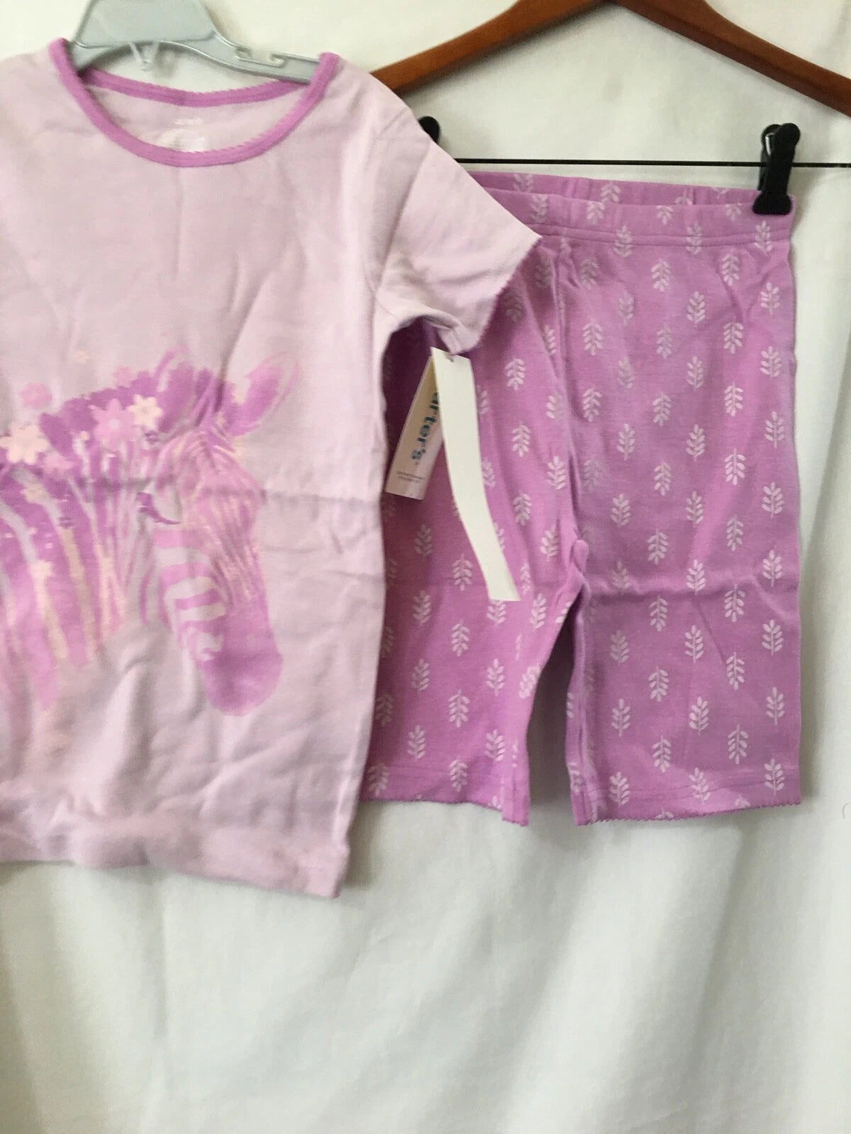 New Carter's Kid Girls Zebra Pajama Set Snug fit Shorts 4