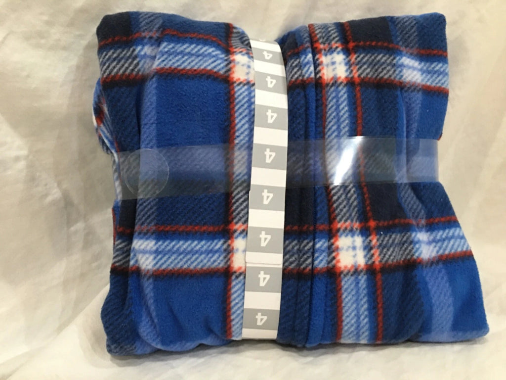 New Carter's  Boy 1-Piece Blue Plaid Fleece Footie Pajamas Size 4 Christmas