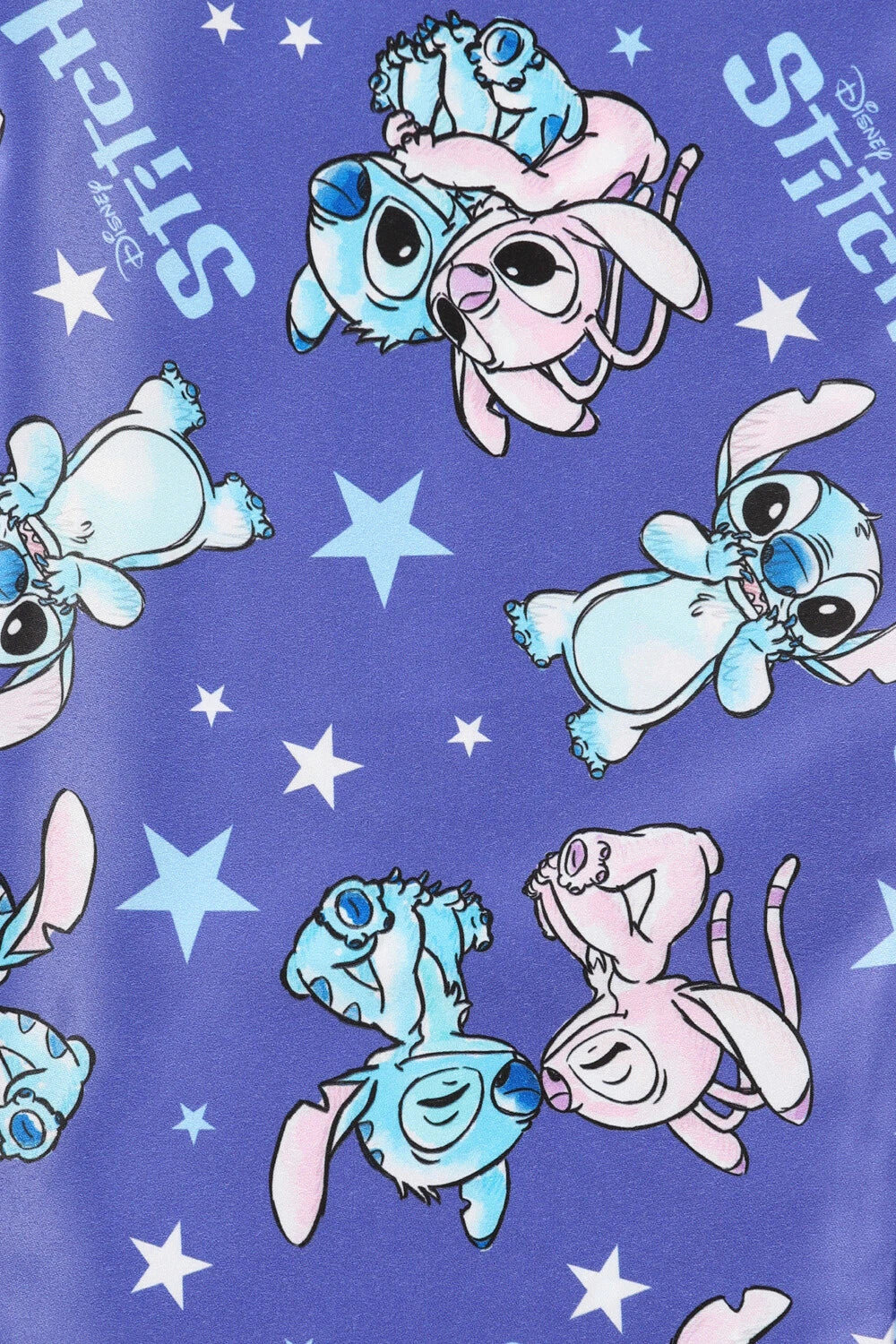 Disney Stitch And Angel Girls Long Purple Satin Pyjama Set for Kids