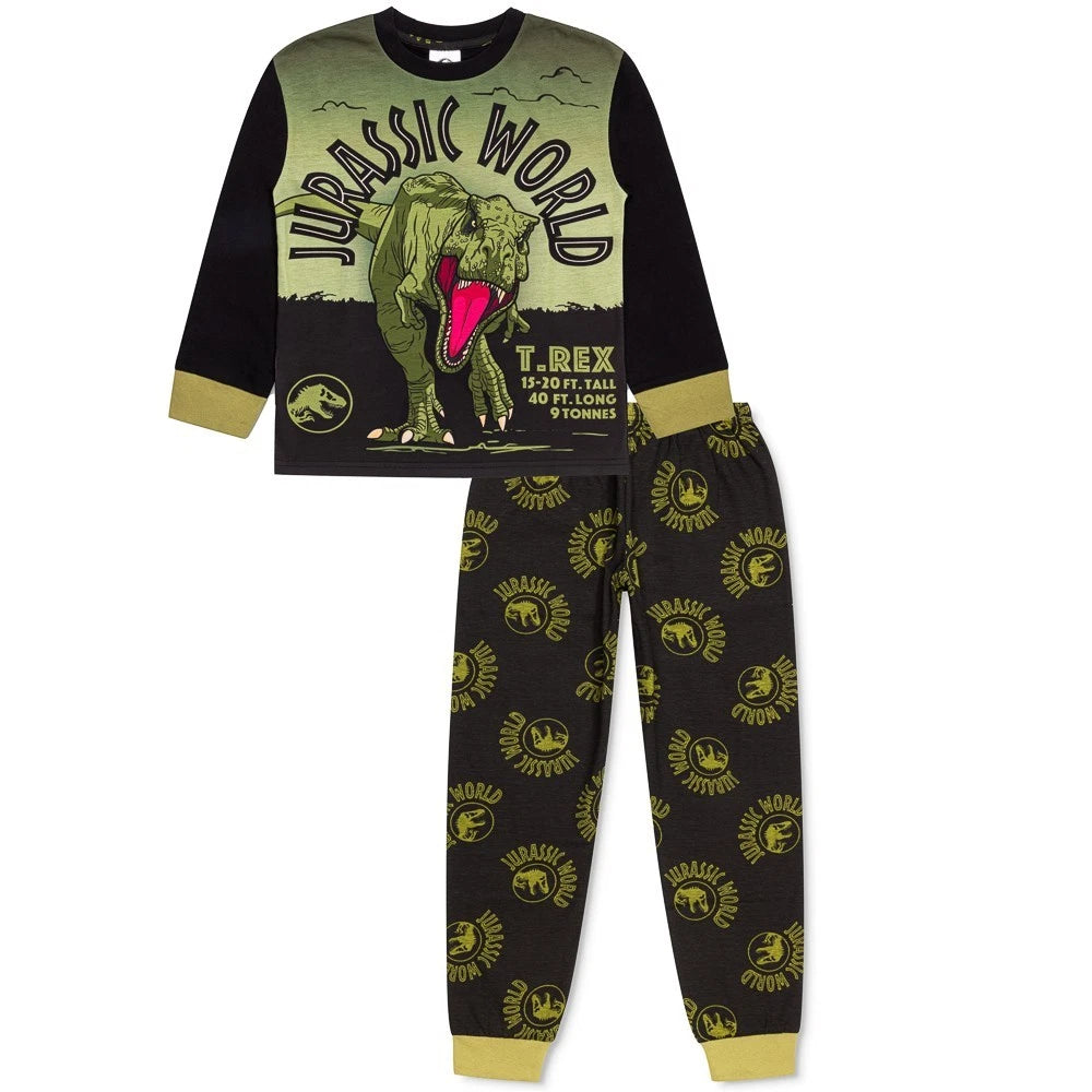 Jurassic World Boys Dinosaur Pyjamas Set T-Rex Character PJs Cotton Nightwear