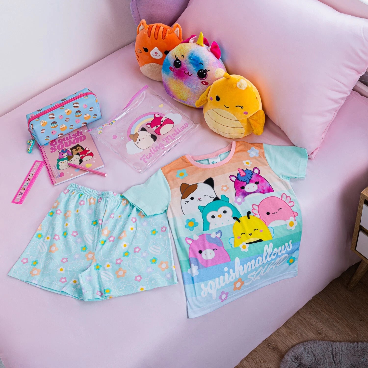 Squishmallows Girls Pyjamas Short Pjs For Girls, Squish Squad Nightwear for Girl