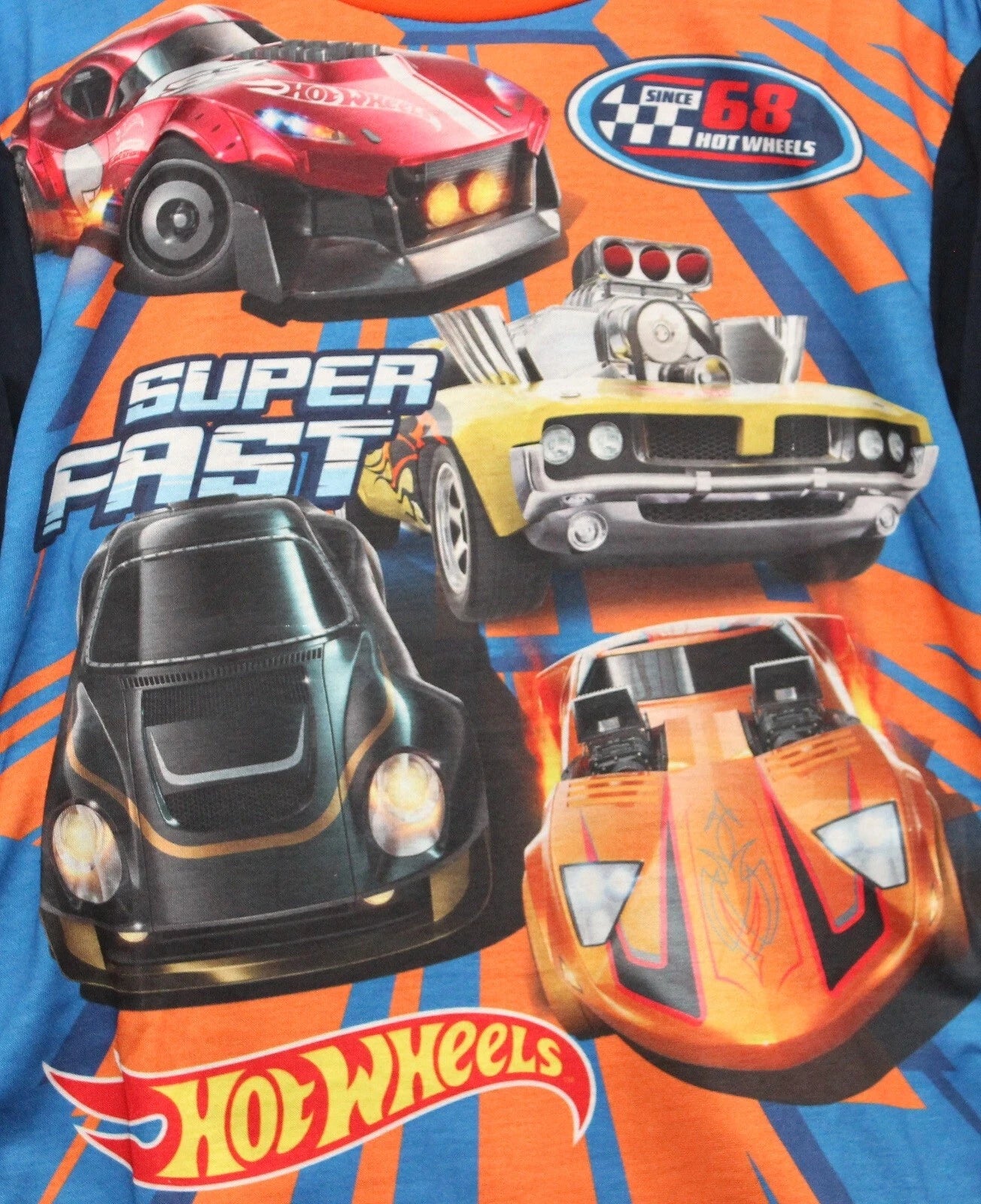 HOT WHEELS Boy's Pyjamas /Navy Blue SUPER FAST Cars PJs -Sizes 4-10 Years