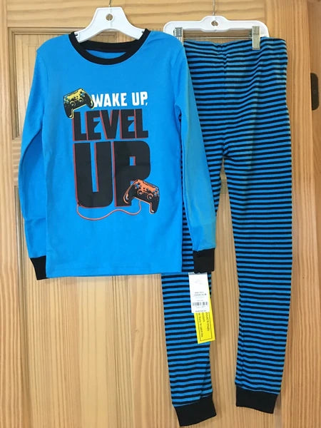 New Carter's Boys Video Game Pajama set  Snug Fit Long sleeve Blue Black  Sz 4