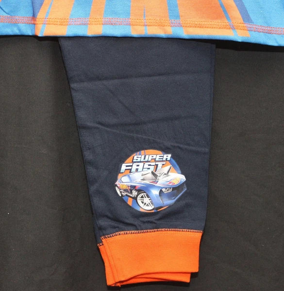 HOT WHEELS Boy's Pyjamas /Navy Blue SUPER FAST Cars PJs -Sizes 4-10 Years