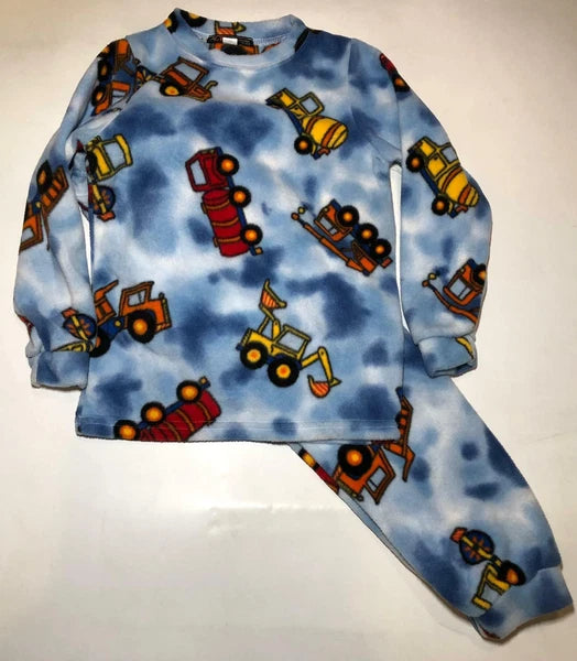 Zoofleece Blue Construction Trucks Cars Boys Kids Pajama PJ Fleece Nightgown PJs